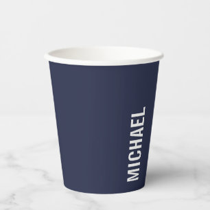 Navy Blue Moderner Minimalistischer Personalisiert Pappbecher