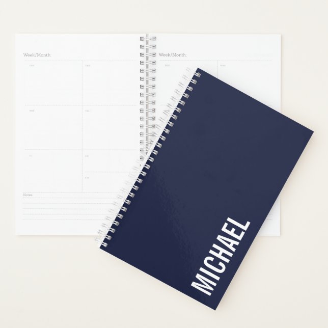 Navy Blue Moderner Minimalistischer Personalisiert Planer (Anzeige)