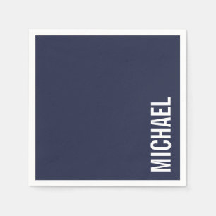 Navy Blue Moderner Minimalistischer Personalisiert Serviette