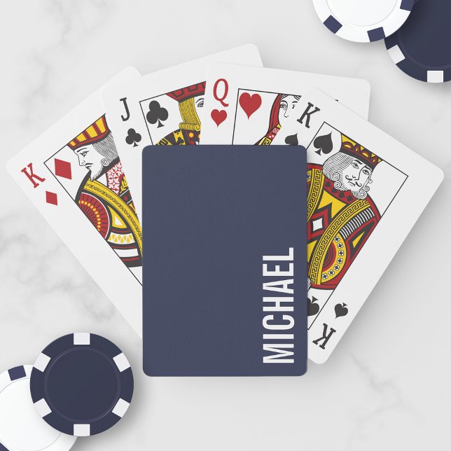 Navy Blue Moderner Minimalistischer Personalisiert Spielkarten (Von Creator hochgeladen)