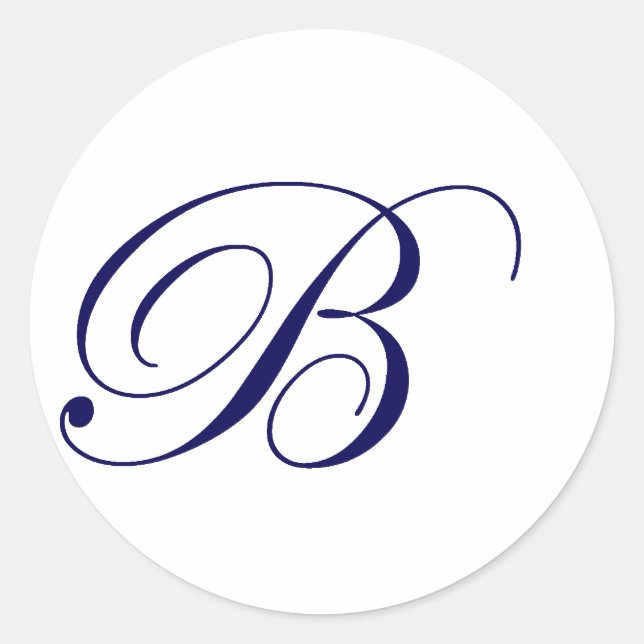Navy Blue Monogram B Runder Aufkleber (Vorderseite)