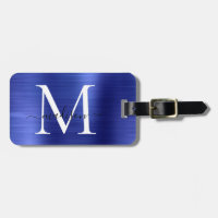 Navy Blue Monogram Brushed Metal Giral Script Name