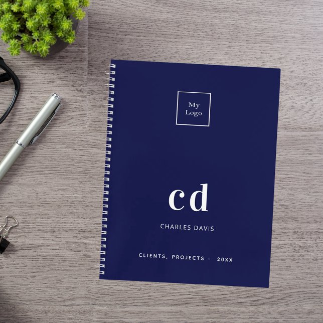 Navy-Blue-Monogram-Firmenlogo Notizbuch (Von Creator hochgeladen)