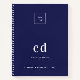 Navy-Blue-Monogram-Firmenlogo Notizbuch