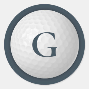 Navy Blue Monogram Golf Ball Runder Aufkleber