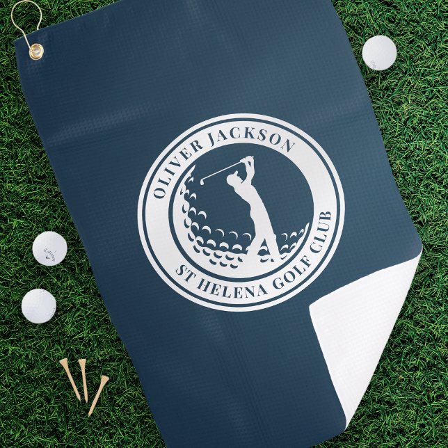 Navy Blue Monogram Golfer Swing Golfhandtuch (Von Creator hochgeladen)