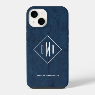Navy Blue Monogram iPhone 14 Hülle