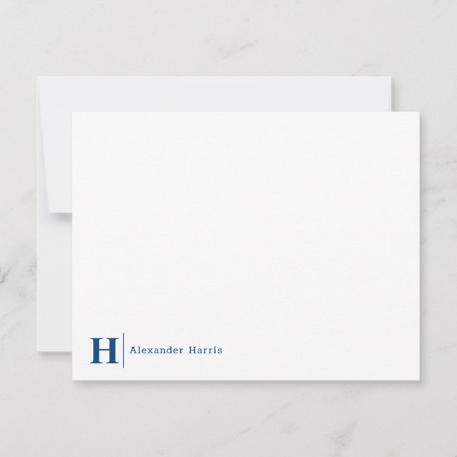 Navy Blue Monogram Line Modern Simple Business Mitteilungskarte (Vorderseite)