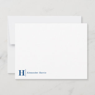 Navy Blue Monogram Line Modern Simple Business Mitteilungskarte