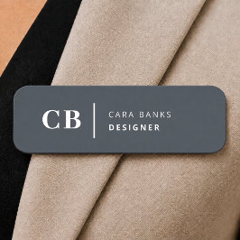 Navy Blue Monogram Modern Minimal einfach Namensschild