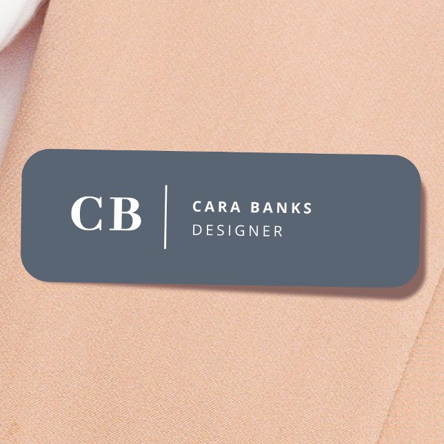 Navy Blue Monogram Modern Minimal einfach Namensschild (Von Creator hochgeladen)
