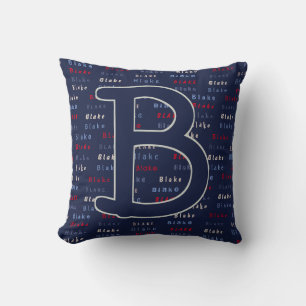 Navy Blue Monogram Name Geschenke für Kinderbetten Kissen
