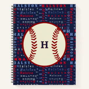 Navy Blue Monogram Name gibt Jungs Baseball N Notizbuch