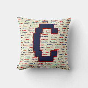 Navy Blue Monogram Name Gifts for Kids Bedding Thr Kissen