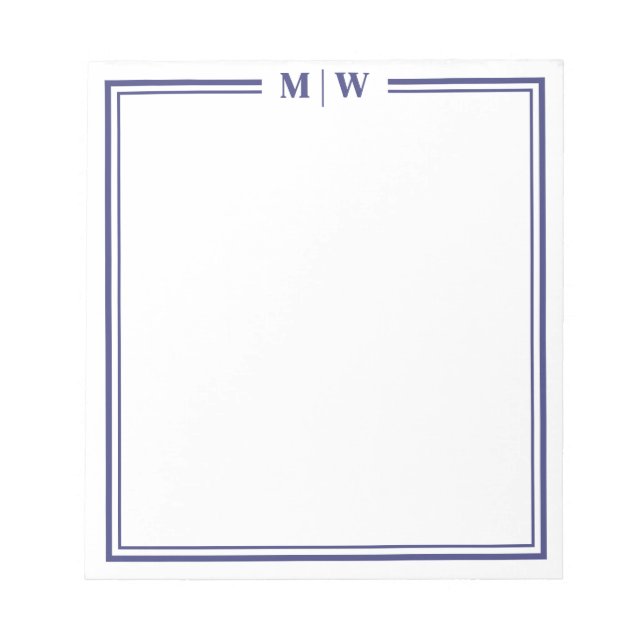 Navy Blue Monogram Notizblock (Vorderseite)