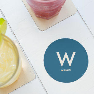 Navy Blue Monogram Personal Party Runder Pappuntersetzer