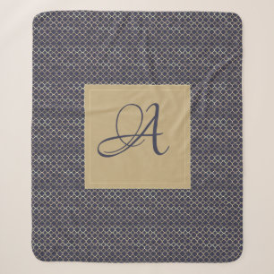 Navy Blue Monogram Quatrefolie Newlyweds Wedding Sherpadecke