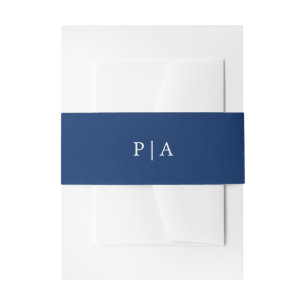 Navy Blue Monogram Simple Wedding Einladungsbanderole