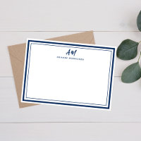 Navy Blue Monogram Thin & Thick Border