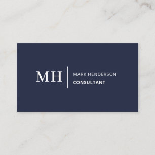 Navy Blue Monogram Trendy Elegant Moderne Visitenkarte