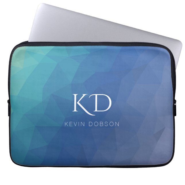 Navy Blue Monogram und Name Simple Laptopschutzhülle (Vorderseite)