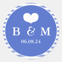Navy Blue Monogram Wedding Envelop Siegel Sticker