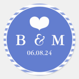 Navy Blue Monogram Wedding Envelop Siegel Sticker