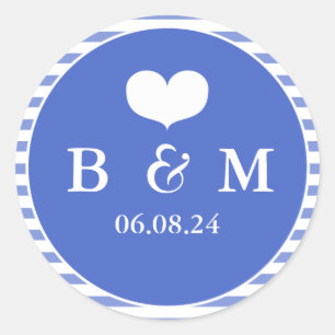 Navy Blue Monogram Wedding Envelop Siegel Sticker