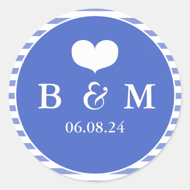 Navy Blue Monogram Wedding Envelop Siegel Sticker (Vorderseite)