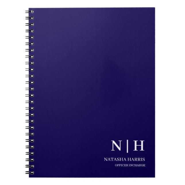 Navy-Blue-Monogramm Geschäftsklassiker-Geschenknot Notizblock (Vorderseite)
