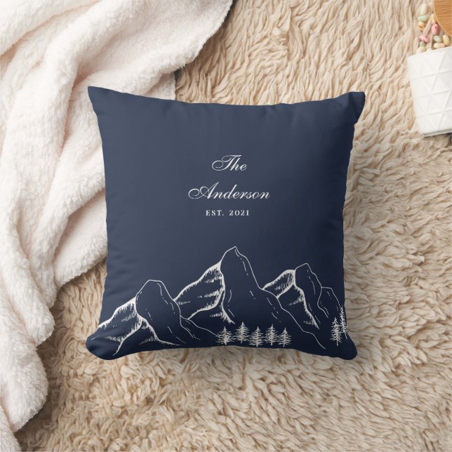 Navy Blue Mountain Pine Family Kissen (Decke)