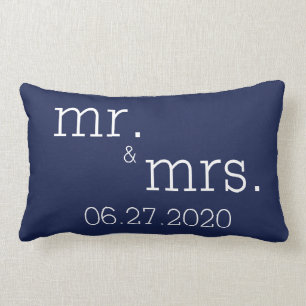 Navy Blue Mr. und Mrs. moderne Hochzeitskissen Lendenkissen
