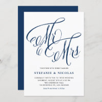 Navy Blue Mrs. und Mrs. Rustic Script Wedding