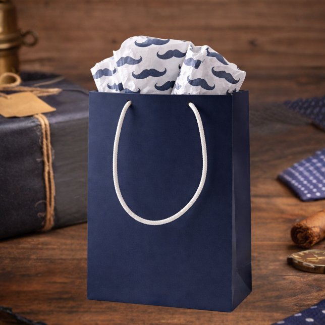 Navy Blue Mustache Pattern Father's Day Seidenpapier (Von Creator hochgeladen)