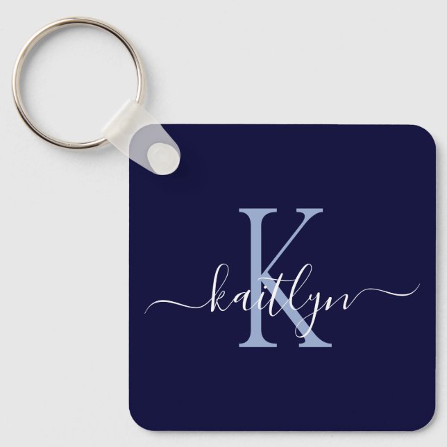 Navy-Blue-Name-Initial-Monogramm Schlüsselanhänger (Vorderseite)