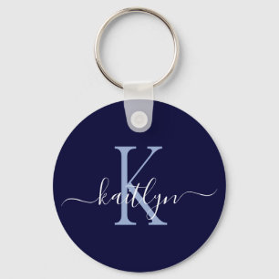 Navy-Blue-Name-Initial-Monogramm Schlüsselanhänger