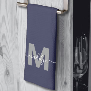 Navy-Blue Namensmonogramm Geschirrtuch