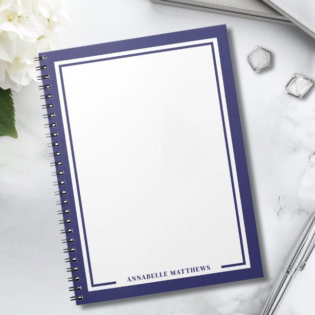 Navy-Blue Namensmonogramm Notizblock (Navy Blue Name Monogram Notebook)
