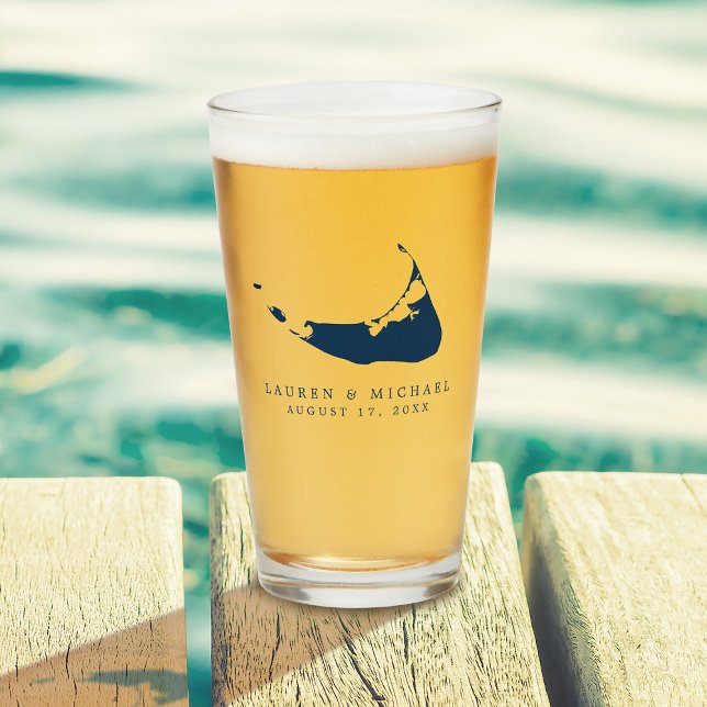 Navy Blue Nantucket Island ACK Gastgeschenk Hochze Glas (Von Creator hochgeladen)