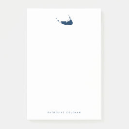 Navy Blue Nantucket Island Map Monogram Post-it Klebezettel