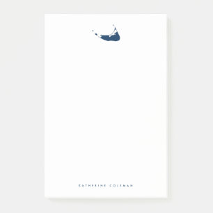 Navy Blue Nantucket Island Map Monogram Post-it Klebezettel