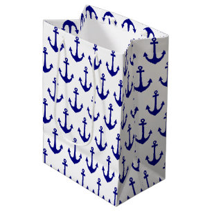 Navy Blue Nautic Anchor Muster Mittlere Geschenktüte