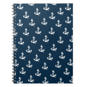 Navy Blue Nautic Boat Anchor Muster Notizblock