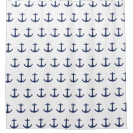 Navy Blue Nautic Classic Anchor Duschvorhang