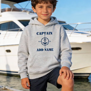 Navy Blue Nautic Compass Anker & Name/Rank Hoodie