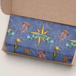 Navy Blue Nautic Star Custom Text Marine Seidenpapier