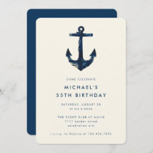 Navy Blue Nautical Anchor 55. Geburtstagsparty