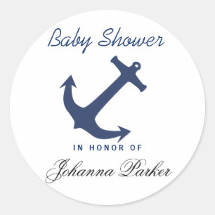 Navy Blue Nautical Anchor Baby Dusche Runder Aufkleber