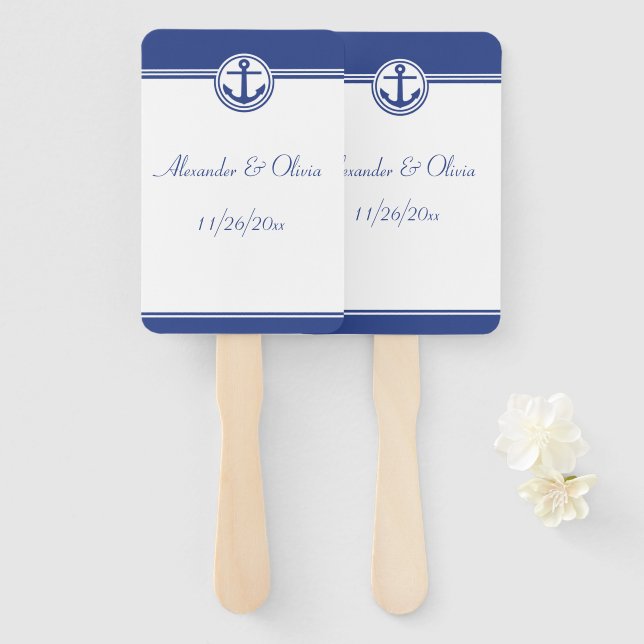 Navy Blue Nautical Anchor Fächer (Vorne und Hinten)