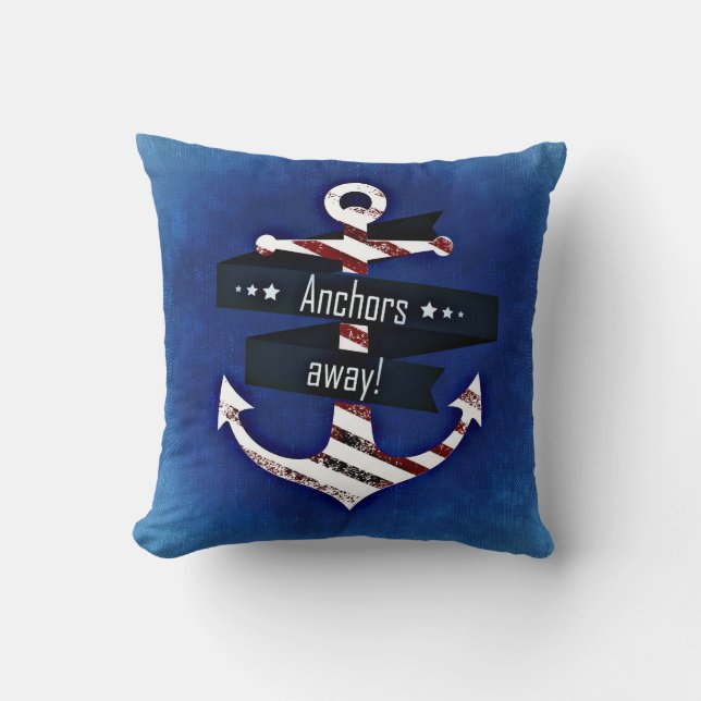 Navy Blue Nautical Anchor Kissen (Vorderseite)